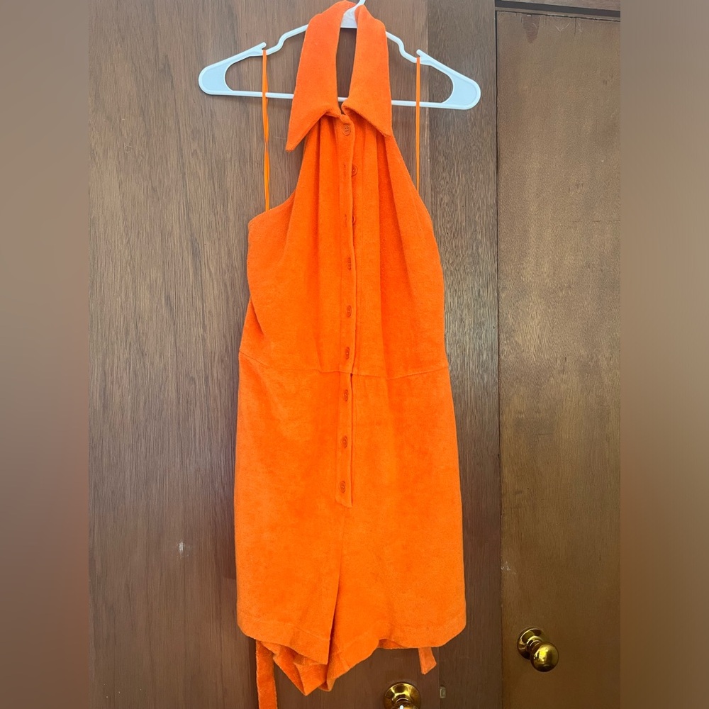 & other stories terrycloth halter romper / sz M - Picture 3 of 3
